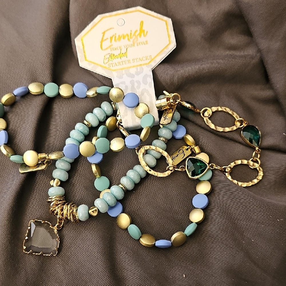 Erimish Gold and Teal Bracelet Set